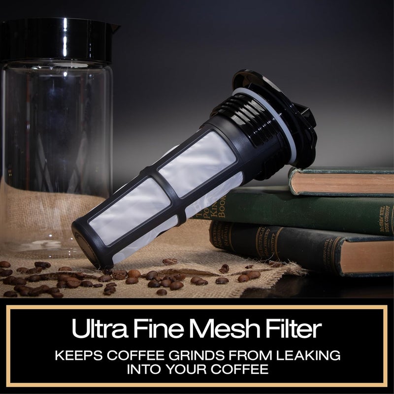 Takeya Glass Cold Brew Coffee Maker for Iced Coffee, Airtight Pitcher, Premium Quality, 1 Quart, Black Lid and Handle - Image 4